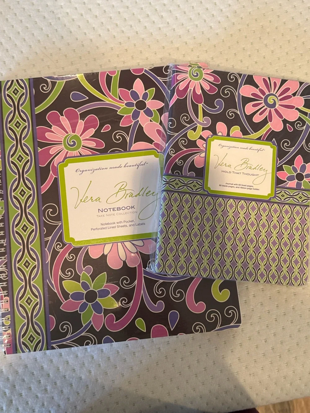 Vera Bradley NWT ‘Hold that Thought’ Journal and Large Spiral Notebook Set